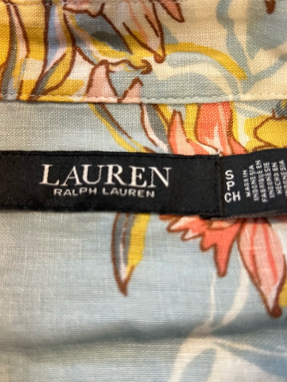 NEW 100% Linen Ralph  Lauren Pastel Floral Cropped Button-Back shirt - Picture 4 of 6